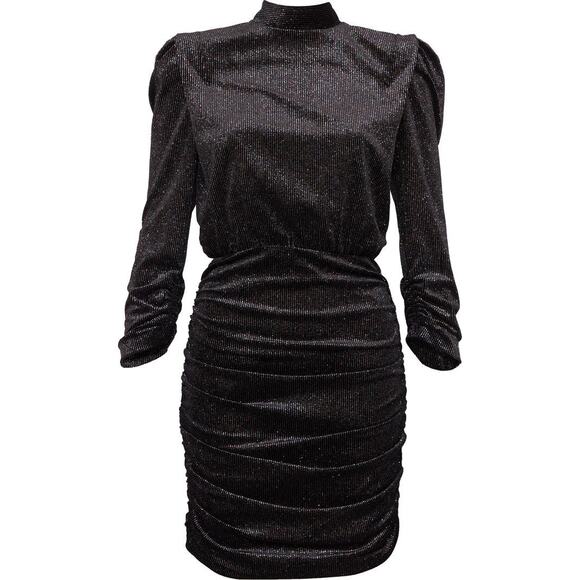 Rebecca Vallance Moon River Metallic Velvet Minidress Women's 2 Black NWT - Picture 9 of 9